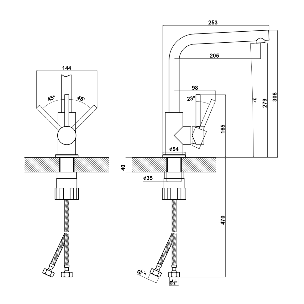 Смеситель для кухни Uperwood Quartz Premium UPD-04-03, серый