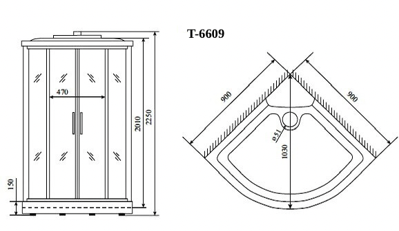 Timo Standart Т-6609 Silver душевая кабина 90*90*220