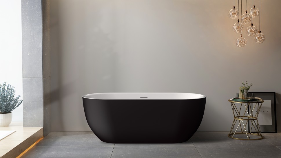 Акриловая ванна BELBAGNO BB70-1700-800-W/NM Белый Глянец внутри, черный матовый снаружи