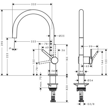 Смеситель для кухни Hansgrohe Talis M54, 1jet 72804670, черный матовый