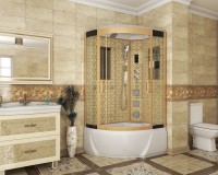 Душевая кабина Niagara Luxe NG-7712GR (80x120х215) высокий поддон(38см),дверь раздвижная,стенки золото,4 места