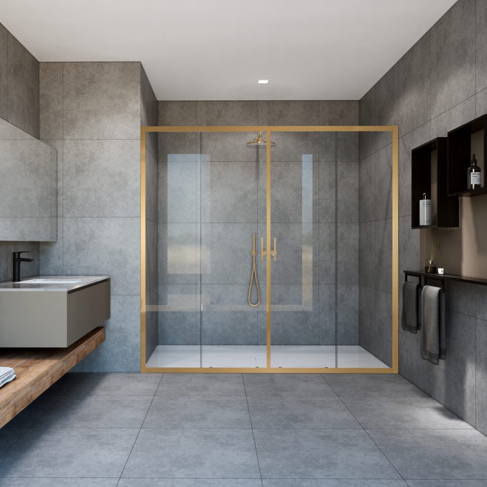 Душевая дверь Garda VDS-1G2170CLG, 1700, брашированное золото, стекло прозрачное