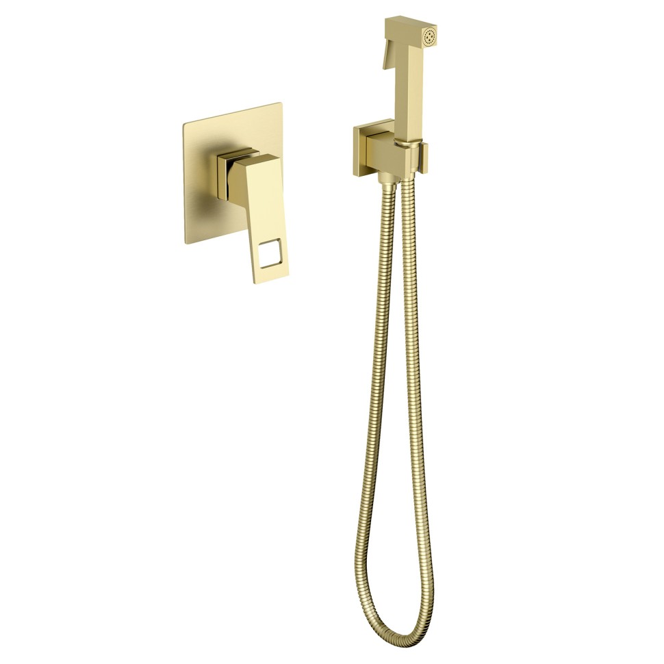 Смеситель встроенный с гигиеническим душем Timo Briana 7189/17SM золото матовое