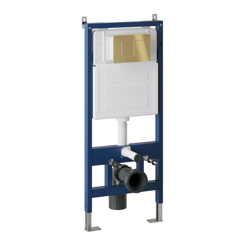 Комплект 3 в 1: Grossman инсталляция 900.K31.01.000+клавиша 700.K31.04.30M.30M золото глянцевый+унитаз GR-4479SQ, 3 места