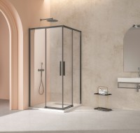 Душевой уголок Слим 8мм (Slim 8mm) VSS-4SL100CLGM, 1000*1000, вороненая сталь, стекло прозрачное