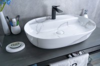 Раковина Gid Mnc346C 54470 накладная под камень глянцевая 61x41x14