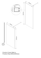 Душевая перегородка Walk-In VSW-1H600CL, 600*2000, хром, стекло прозрачное
