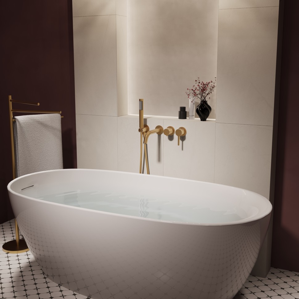 Смеситель для ванны Вилла (Villa) VTFW-1VL1BG, встраиваемый, брашированное золото