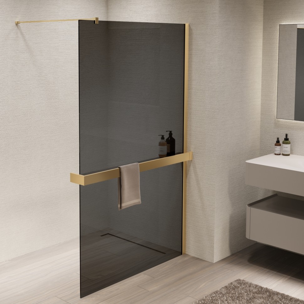 Душевая перегородка Walk-In VSW-1HR900CGG, 900*2000, матовый золотой, стекло тонированное