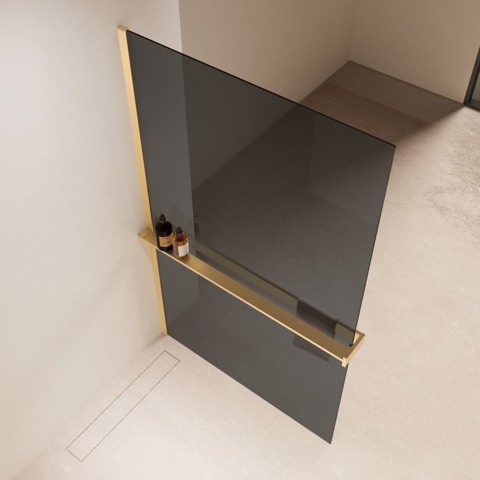 Душевая перегородка Walk-In VSW-1HR900CGG, 900*2000, матовый золотой, стекло тонированное