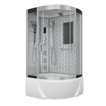 Душевая кабина Niagara Luxe NG-7712WL (80x120х215) высокий поддон(38см),дверь раздвижная,стенки серебро,4 места
