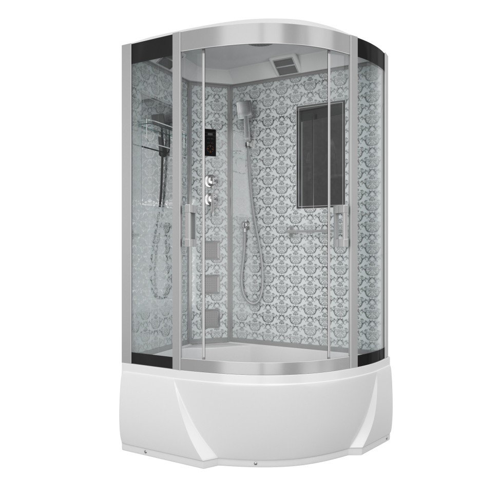Душевая кабина Niagara Luxe NG-7712WL (80x120х215) высокий поддон(38см),дверь раздвижная,стенки серебро,4 места
