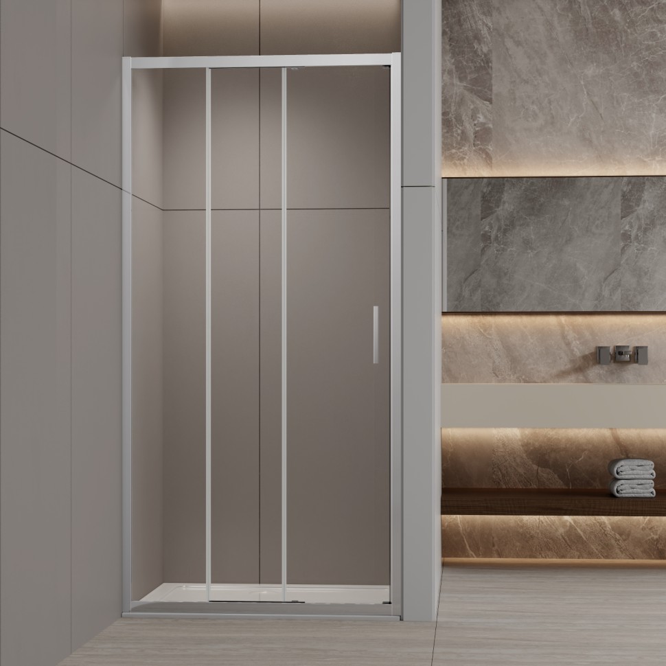 Душевая дверь Альфа (Alpha) VDS3-3AL100CL, 1000, хром, стекло прозрачное  