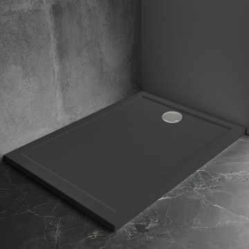Душевой поддон Veconi Pietra B, 1000x1000x30, искусственный камень, черный