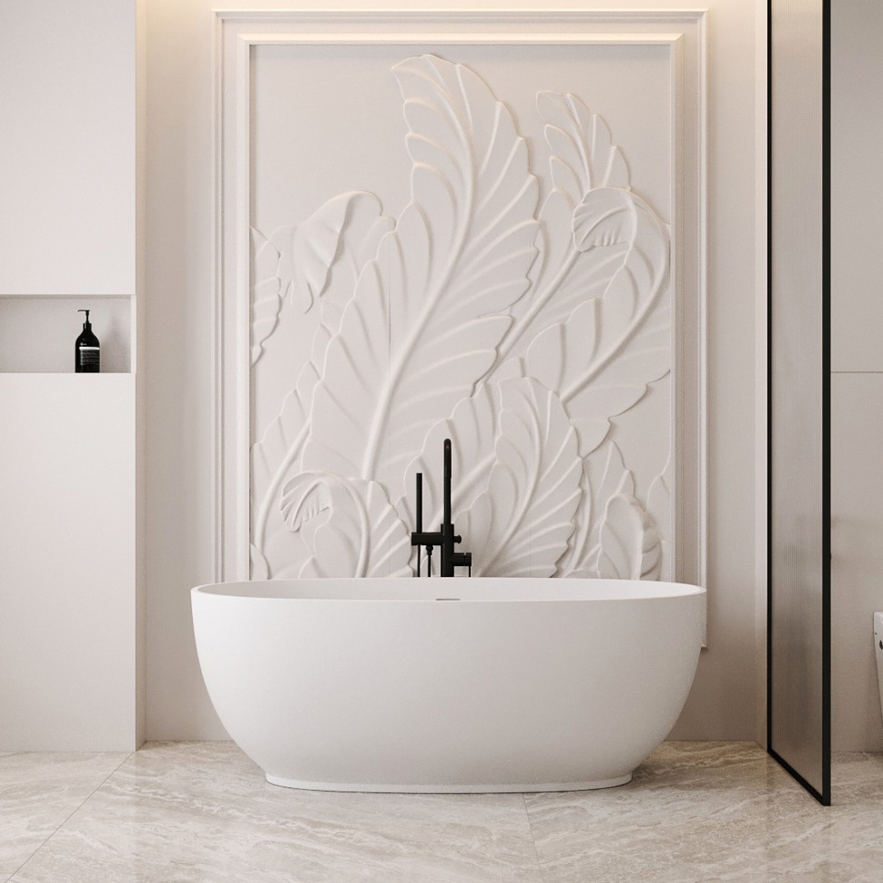 Ванна из искусственного камня ABBER Stein AS9641-1.3 белая матовая