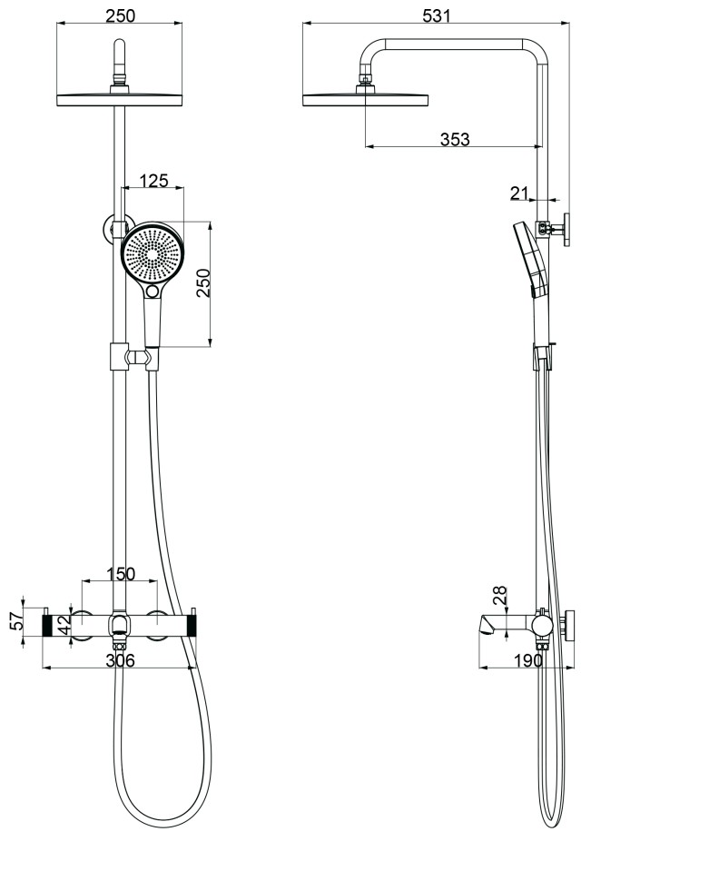 Душевая стойка Rim VSFS-2RM1CH с изливом, хром