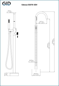 Напольный смеситель Edessa L070-BM-SDV черный матовый
