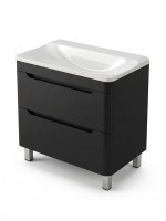 Тумба с раковиной для ванной Uperwood Ocean напольная, 80 см, черная, 2 ящика
