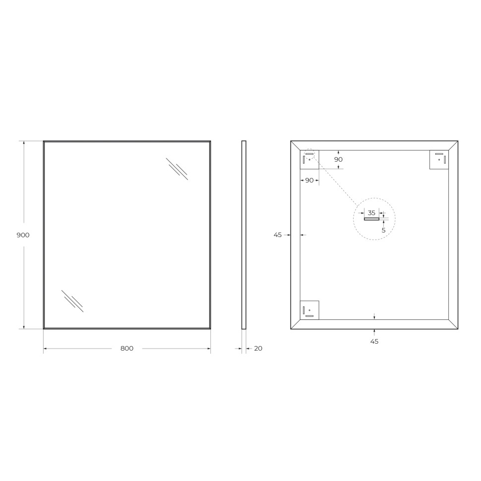 Зеркало BelBagno SPC-AL-800-900