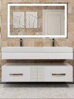 Раковина для ванной двойная Andrea Sozvezdie 120х48х15,5 см, прямоугольная, без стаканов