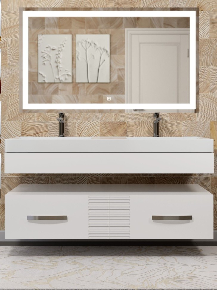 Раковина для ванной двойная Andrea Sozvezdie 120х48х15,5 см, прямоугольная, без стаканов