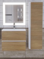 Шкаф-пенал для ванной подвесной Uperwood Barsa 35х28х120 см, белый/дуб сонома