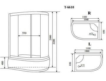Timo Standart Т-6610 Silver R душевая кабина 110*85*220