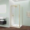 Душевой угол Veconi Ottimo P30SP G, 700х800х1900 золото брашинг, стекло прозрачное