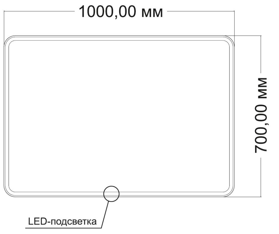 Зеркало LED VLM-3VC1007-2 1000х700 c сенсорным выключателем и диммером, антизапотевание