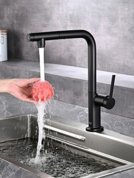 AQM9903MB Cucina Смеситель для кухни с выдвижным L-образным изливом, с подключением к фильтру с питьевой водой, черный матовый