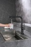 AQM9903MB Cucina Смеситель для кухни с выдвижным L-образным изливом, с подключением к фильтру с питьевой водой, черный матовый
