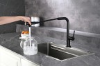 AQM9903MB Cucina Смеситель для кухни с выдвижным L-образным изливом, с подключением к фильтру с питьевой водой, черный матовый