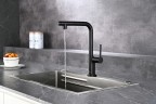 AQM9903MB Cucina Смеситель для кухни с выдвижным L-образным изливом, с подключением к фильтру с питьевой водой, черный матовый