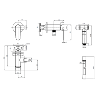 AQM6917BG Novara Готовый комплект гиг. душа (скрытый монтаж, латунная лейка), цвет золото шлифованно