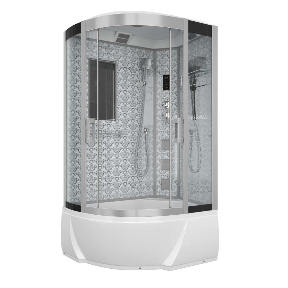Душевая кабина Niagara Luxe NG-7712WR (80x120х215) высокий поддон(38см),дверь раздвижная,стенки серебро,4 места