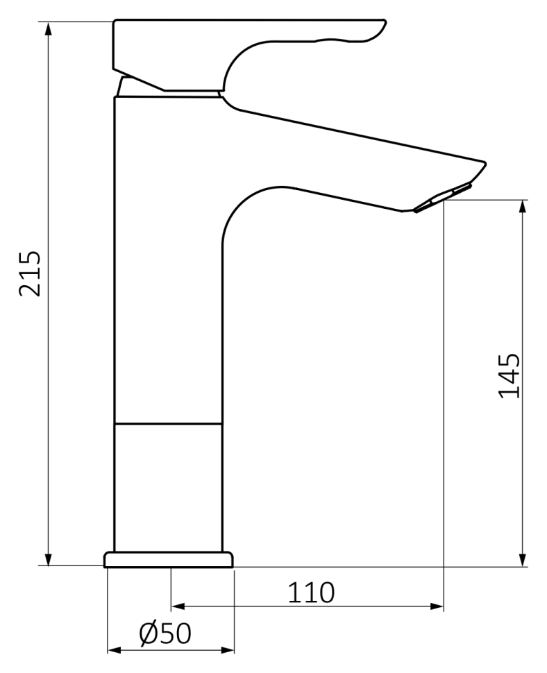 Смеситель для раковины GRB TENDER XL 40538422, черный матовый  