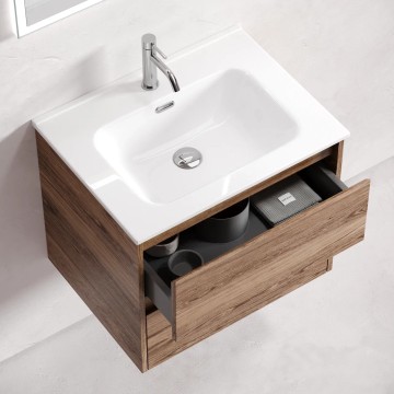 Тумба подвесная SANCOS Libra 690х450х500, c двумя ящиками оснащенными доводчиками, дуб чарльстон, арт. LB70ECH