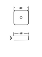 AQM5008 Раковина настольная отдельностоящая прямоугольная. 400*400*110