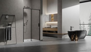 Душевая дверь Слим (Slim) VDS-6SL140CLB, 1400, черный, стекло прозрачное