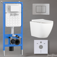 Комплект 3в1 IBERICA BLANCA инсталляция SILENCIO, унитаз BILBAO ALTO белый, кнопка смыва INOX-C хром матовый (IB001.BLA.231.1132)