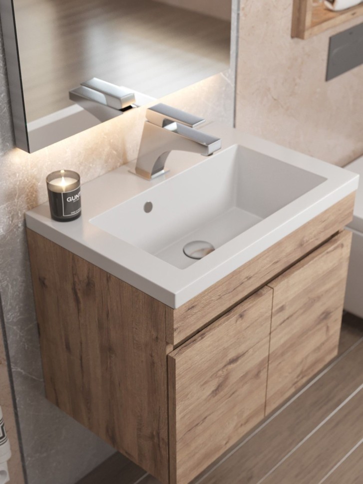 Раковина для ванной 50 см, Uperwood Eva, белая глянцевая