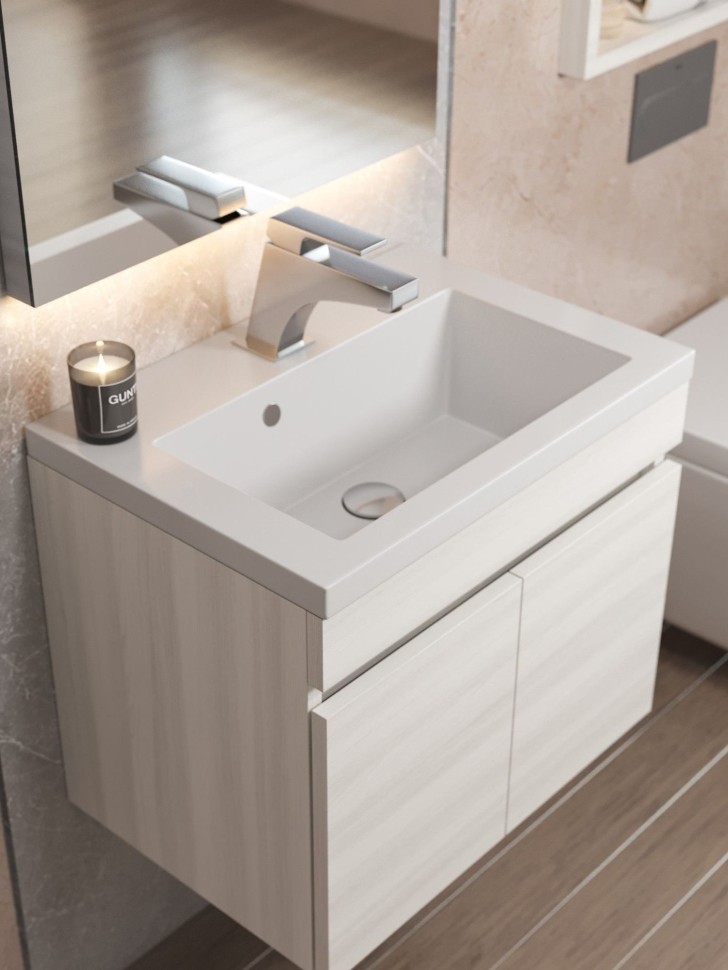 Раковина для ванной 50 см, Uperwood Eva, белая глянцевая