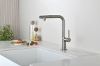 AQM9903BN Cucina Смеситель для кухни с выдвижным L-образным изливом, с подключением к фильтру с питьевой водой, никель шлифованный