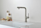 AQM9903BN Cucina Смеситель для кухни с выдвижным L-образным изливом, с подключением к фильтру с питьевой водой, никель шлифованный