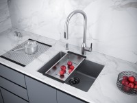 Мойка LUMI 55UNI, IT-GRANIT, LU55-BL, черный, 555х460, Paulmark