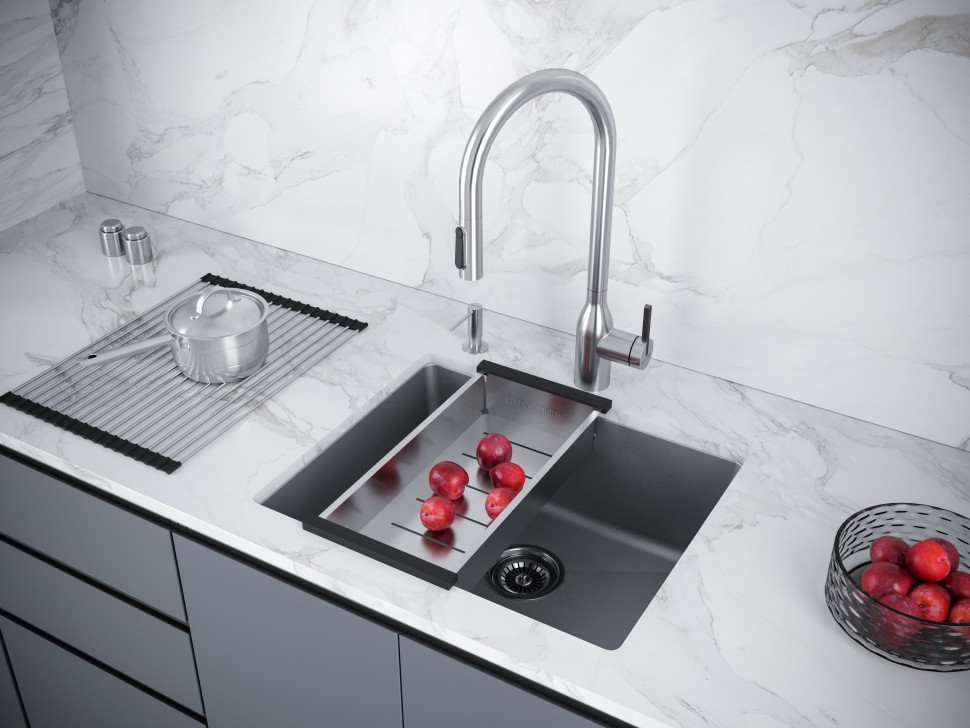 Мойка LUMI 55UNI, IT-GRANIT, LU55-BL, черный, 555х460, Paulmark