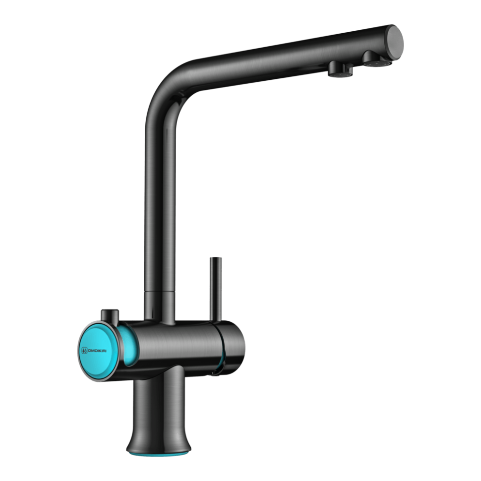 Смеситель для кухни Omoikiri Hotaru-GM-B латунь/вороненая сталь/голубой