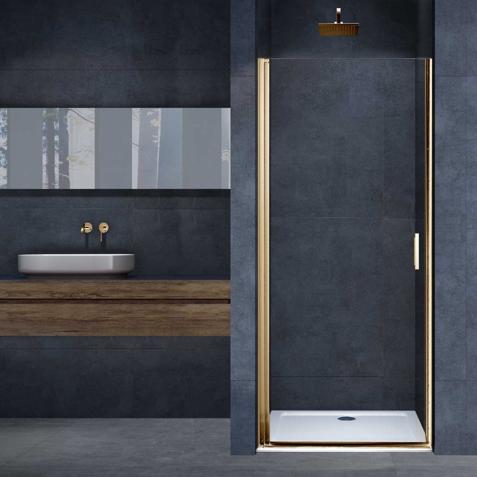 Душевая дверь Alpha VDP-3AL850CLG, брашированное золото, стекло прозрачное