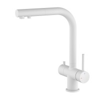 Смеситель для кухни с подключением фильтра и выдвижной лейкой Timo Saona 2356/16FL белый матовый