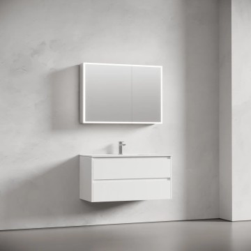 Зеркальный шкаф для ванной комнаты из алюминия SANCOS Evoke1000x700х136 мм с LED подсветкой, арт. SC80100